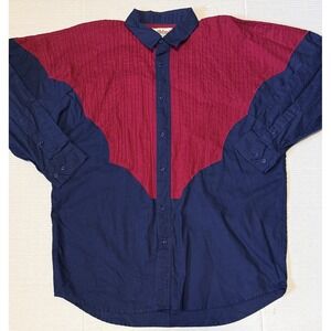 SADDLEBROOK Western Wear - Men's Red Blue Button Cowboy Shirt - X-Large XL